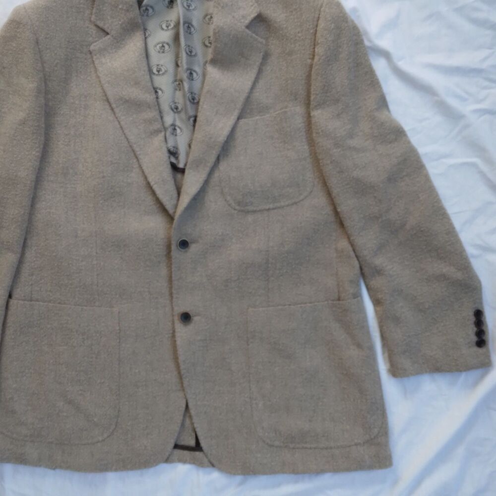 Nat Nast Blazer Sportscoat Beige 100% Silk Men's Size L - Picture 3 of 12